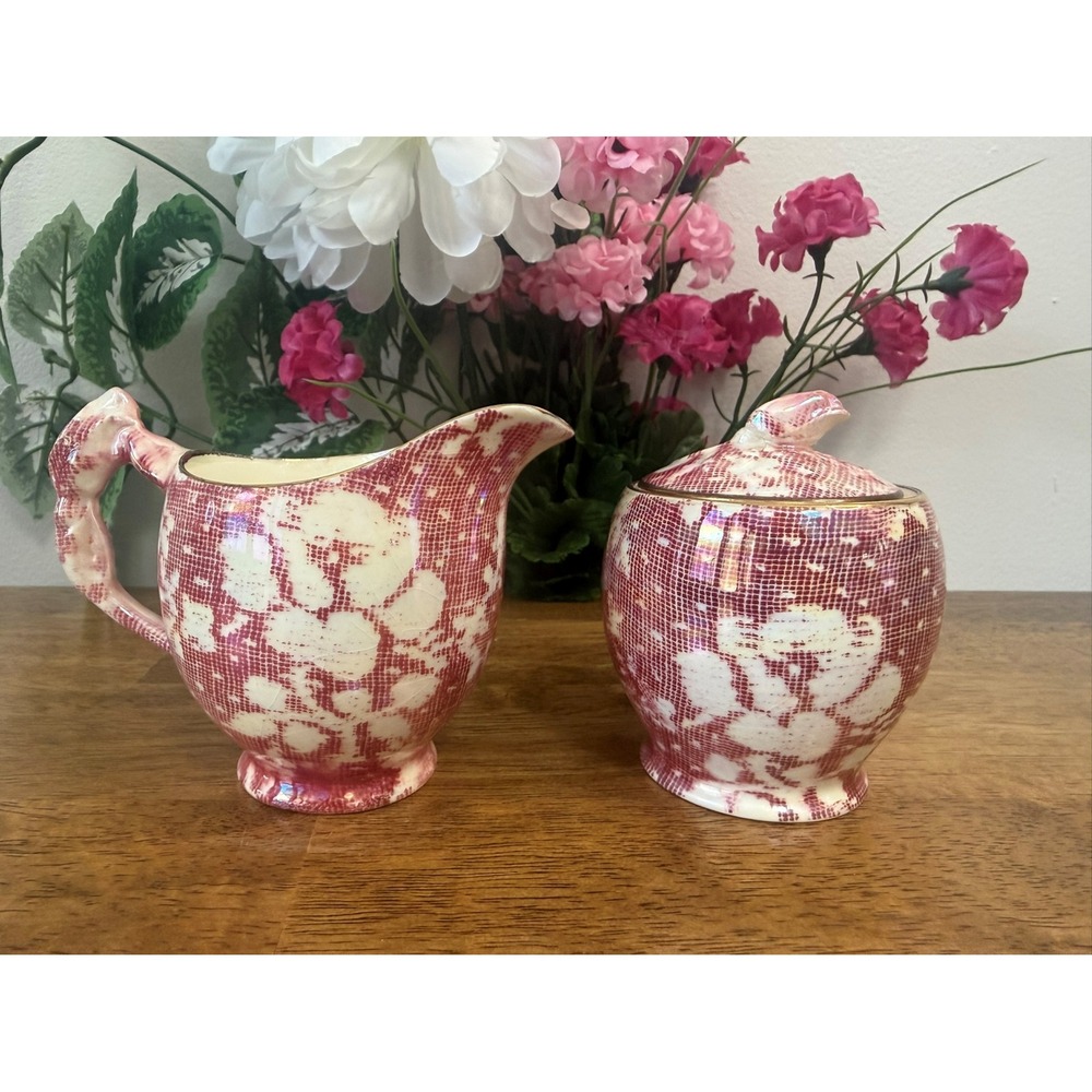 Vintage Royal Winton Grimwades Pink Floral Creamer Sugar Set Chintz‎ Style Gift